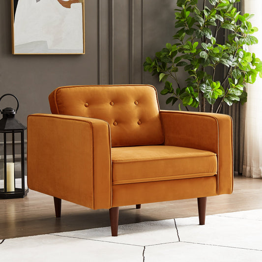 Velvet Lounge Chair Burnt Orange