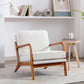 Wood Frame Accent Armchair with Fabric Cushion, Beige