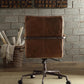 Harith Top Grain Leather Office Chair | Retro Brown