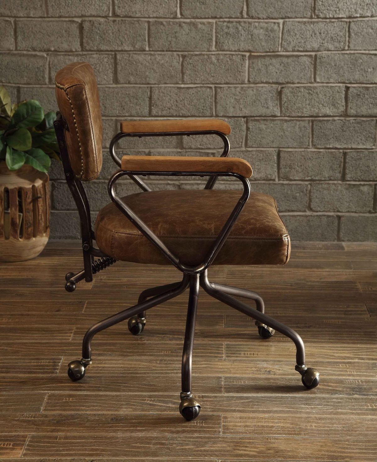 Hallie Top Grain Leather Office Chair, Vintage Whiskey