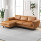 Leather Left Sectional Sofa - Tan