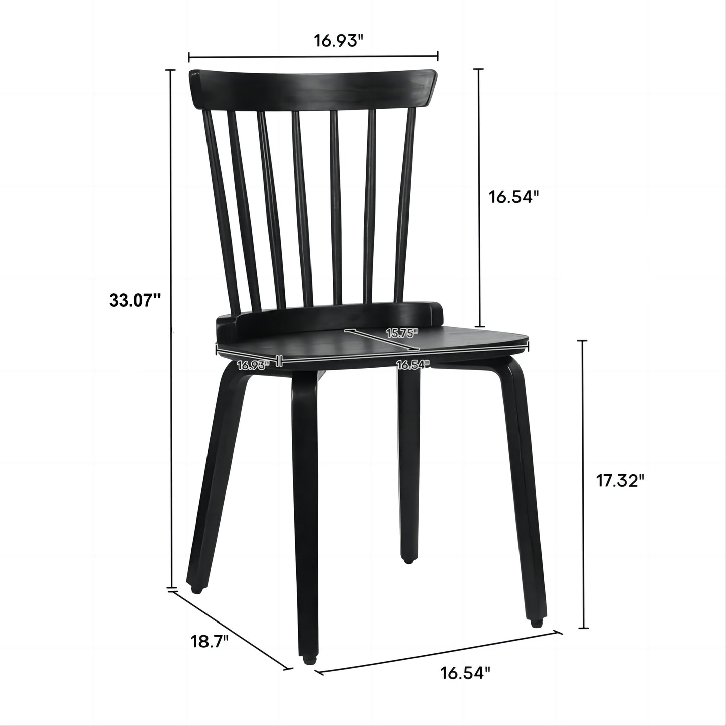 Slat Back Windsor Chair (Set of 2) - Black