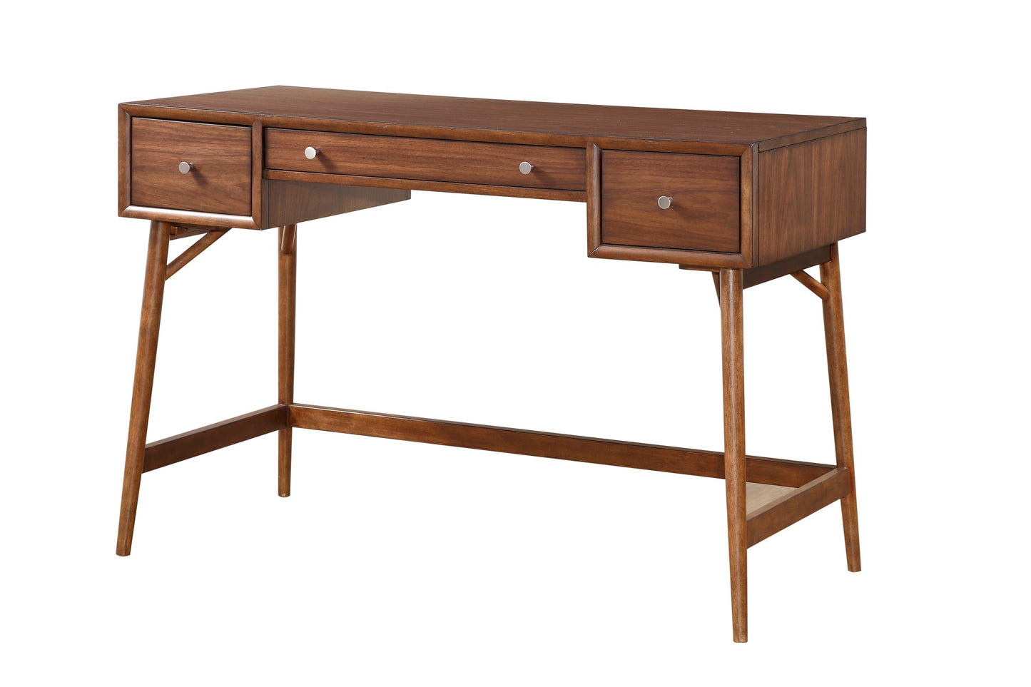 Counter Height Writing Desk with Nickel Knob Hardware, Brown