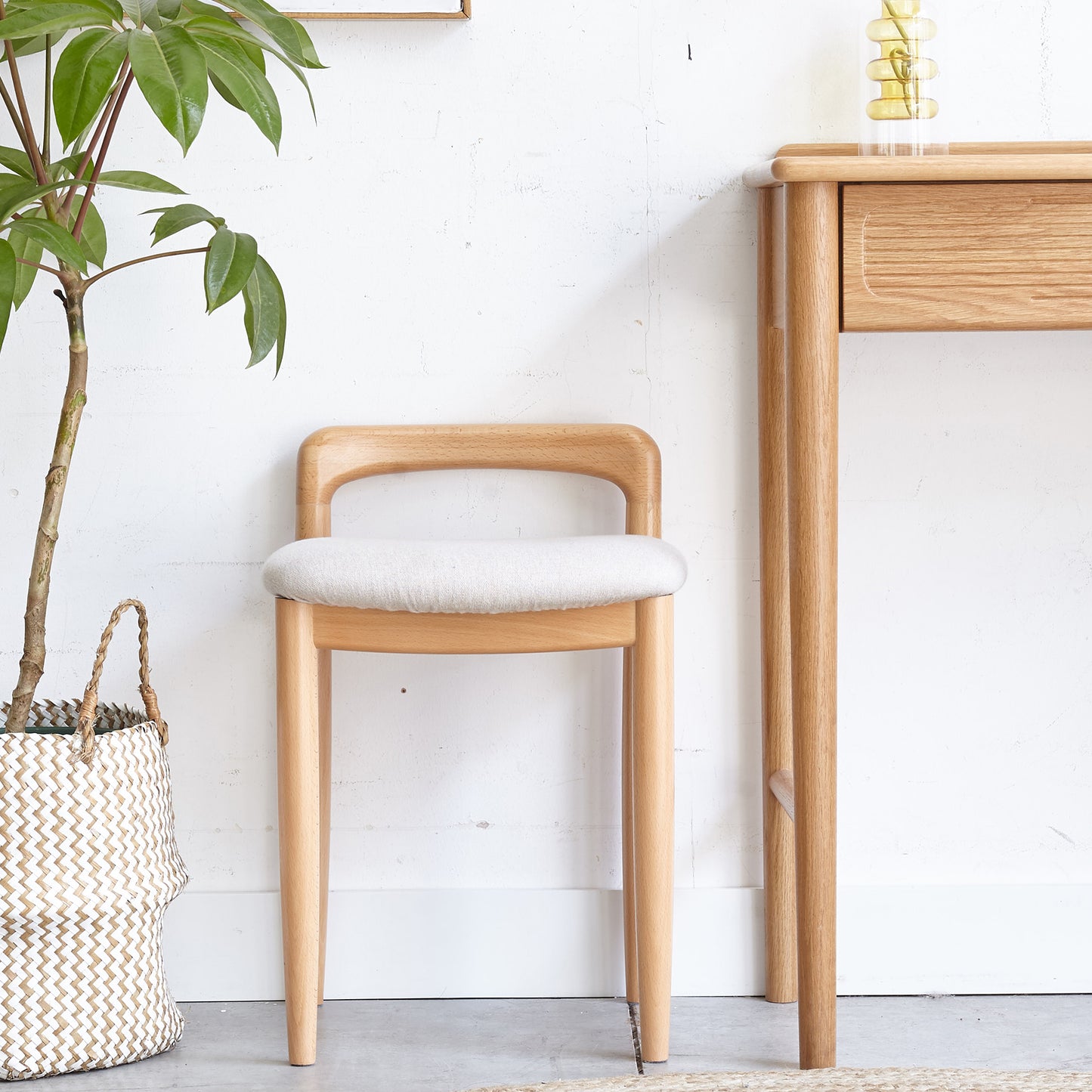 Natural Beech Wood Make-up Stool