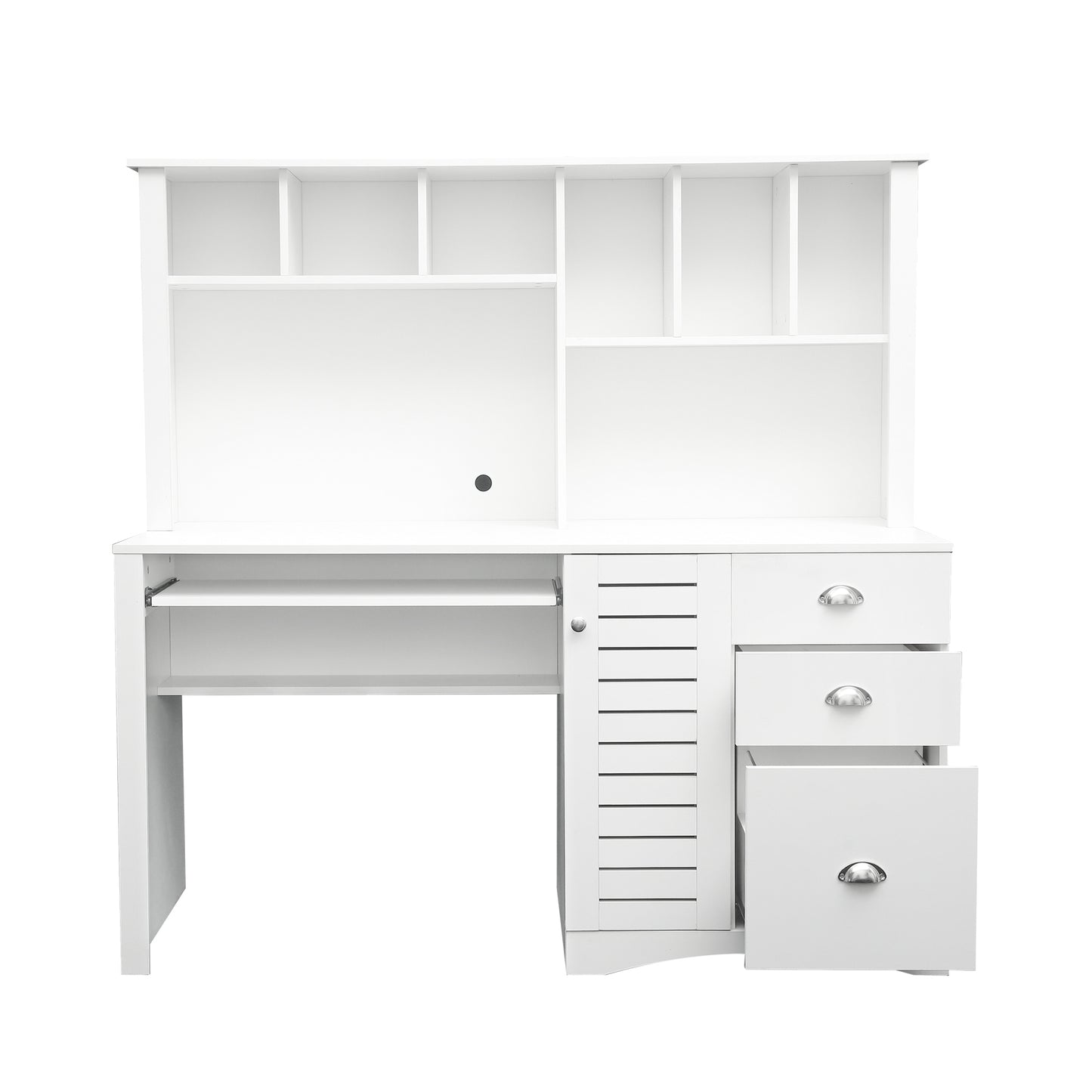 Home Office Computer Desk w/ Hutch, Antiqued White