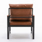 Modern Pu Accent Chair with Black Metal Frame, Orange