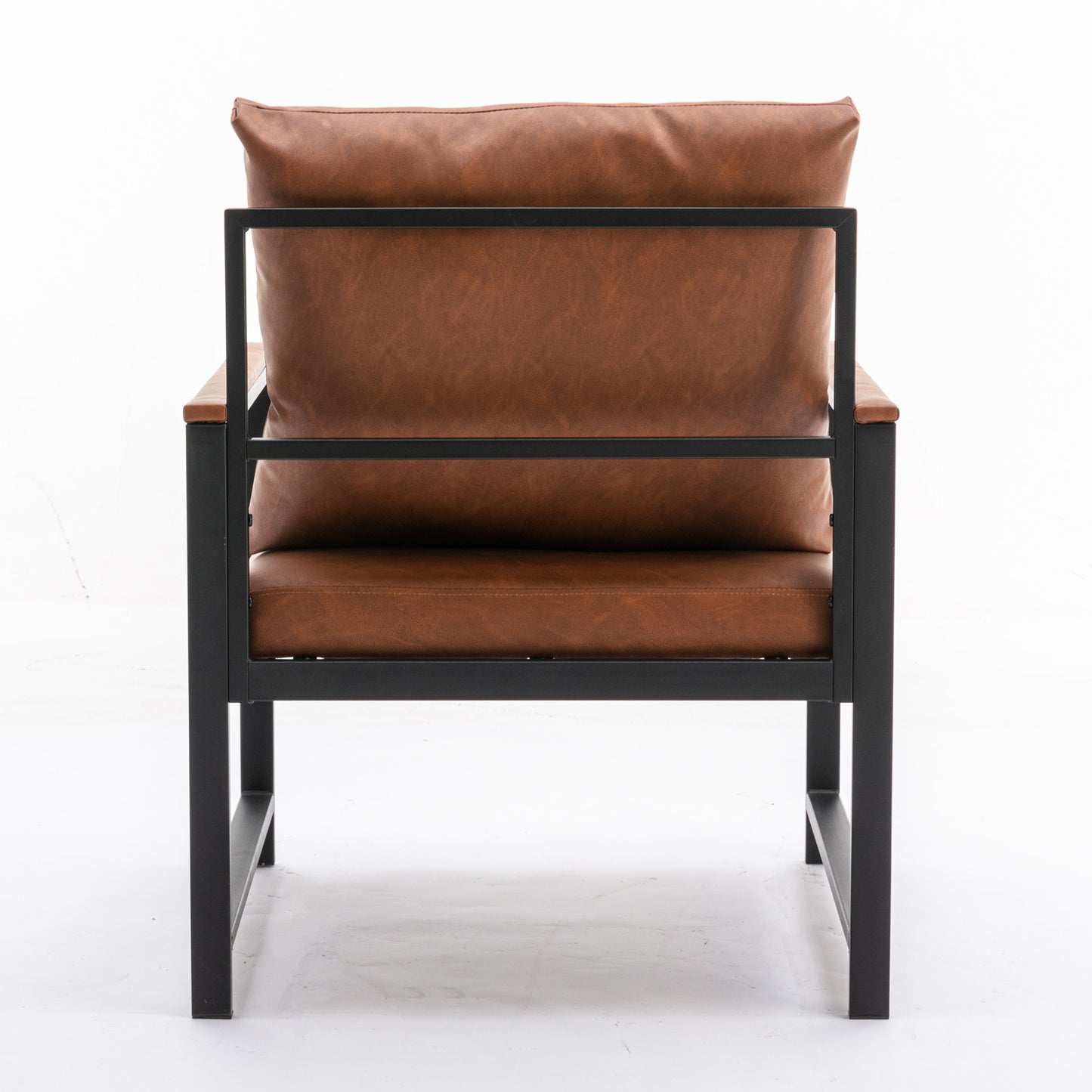 Modern Pu Accent Chair with Black Metal Frame, Orange