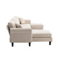 Linen Upholstered Sectional Sofa and Ottoman, Beige