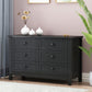 Contemporary Wooden 6 Drawer Wide Cabinet, Antique Black