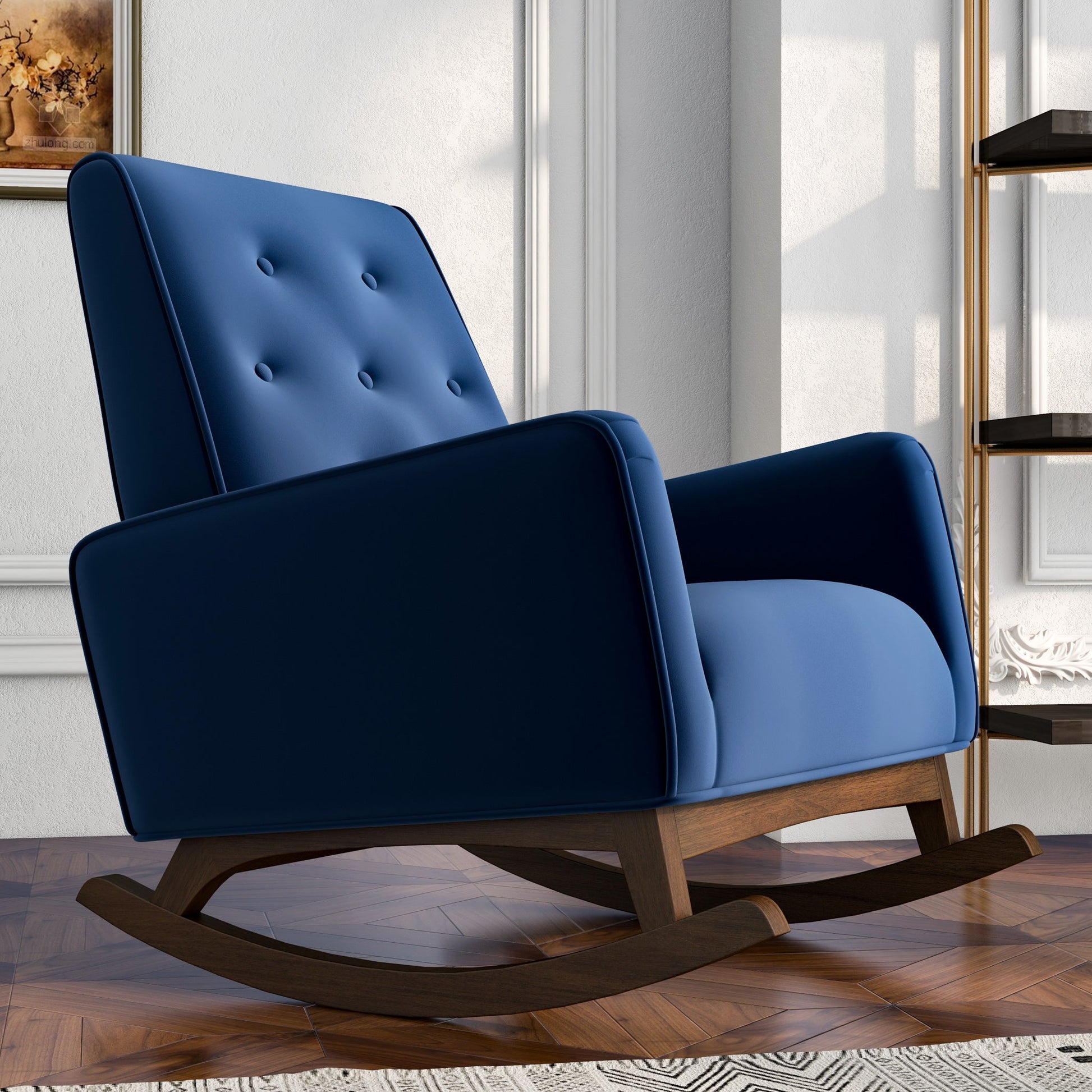 Devon Velvet Rocking Chair |  Dark Blue