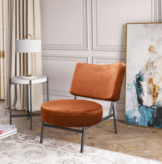 Sami Modern Orange Velvet Accent Chair