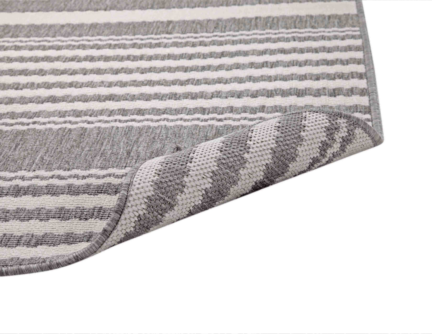 Hampton White and Gray Polypropylene Indoor/ Outdoor Area Rug