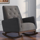 Velvet Fabric Rocking Chair, Dark Grey 