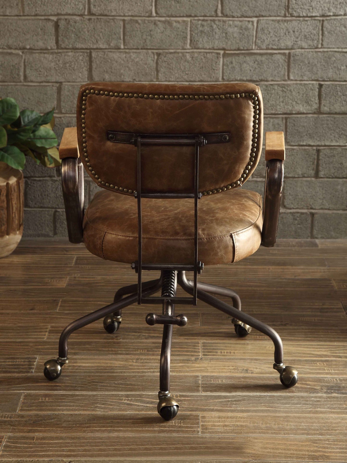 Hallie Top Grain Leather Office Chair, Vintage Whiskey