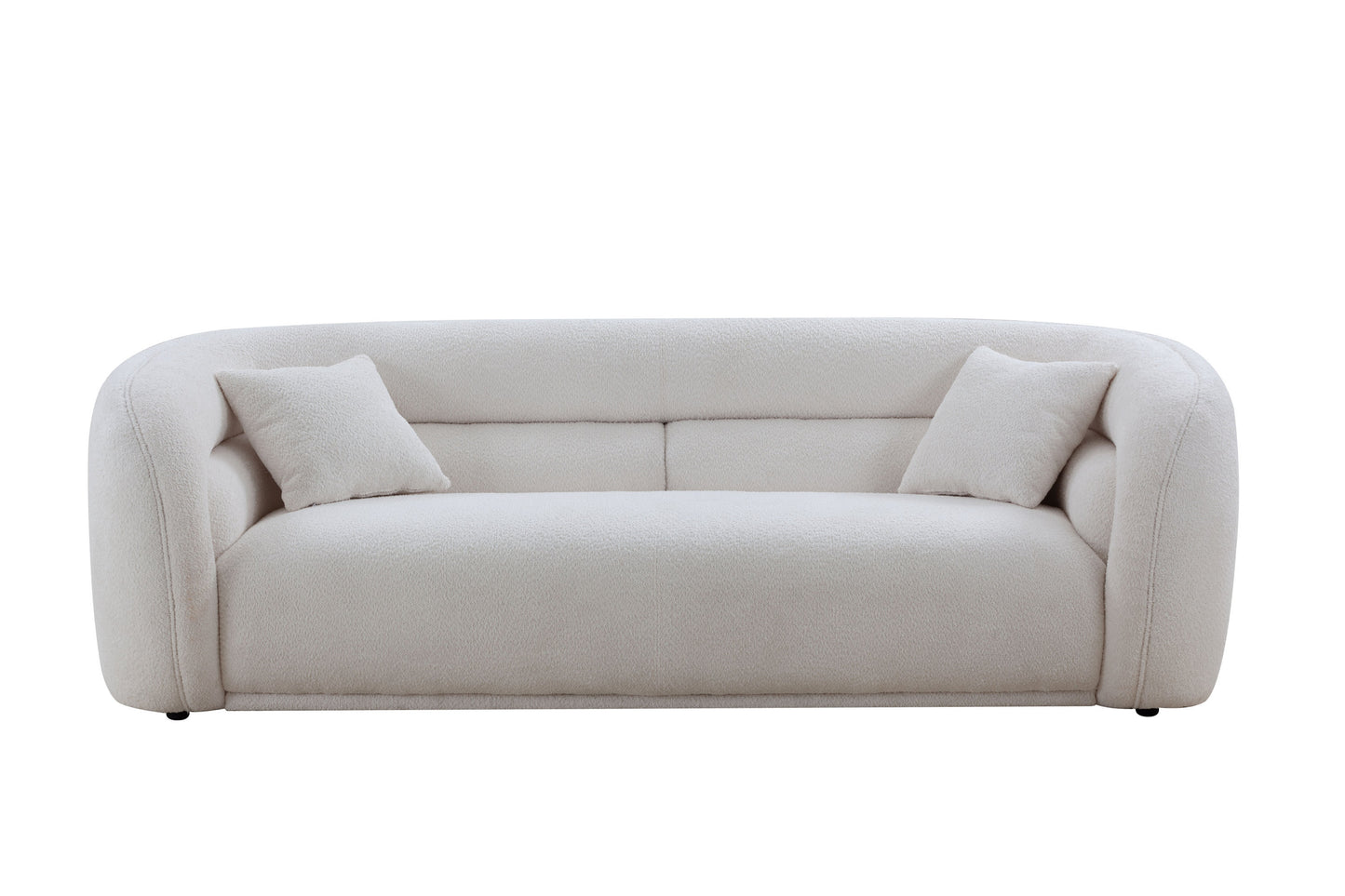 Curved 90.6" Boucle 3-Seat Sofa, White