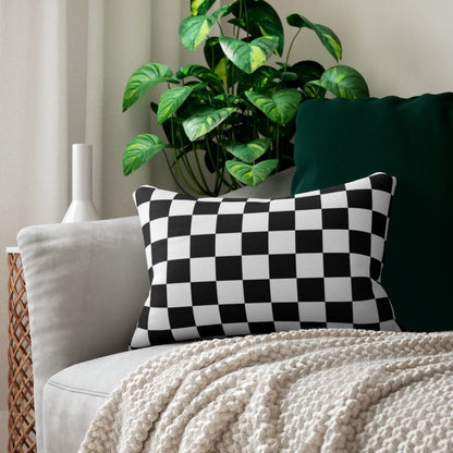 Decorative Double Sided Throw Pillow Black/White Checkers