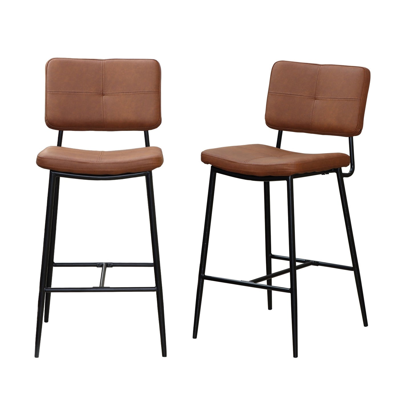 Set of 2 Heavy-Duty Steel Frame Bar Stools-0