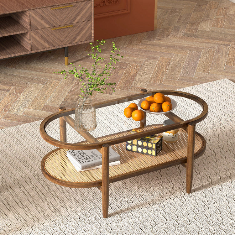 Acacia Wood And Tempered Glass Coffee Table