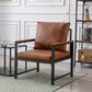 Modern Pu Accent Chair with Black Metal Frame, Orange