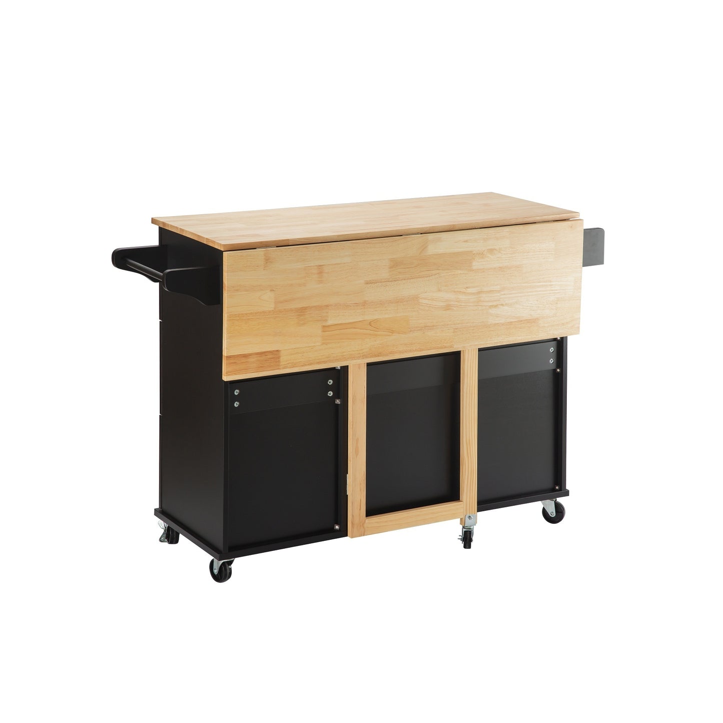 Mobile Kitchen Island Sideboard with Extensible Table Top, Black-Beech