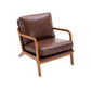 Wood Frame Accent Armchair With Pu Cushion, Brown