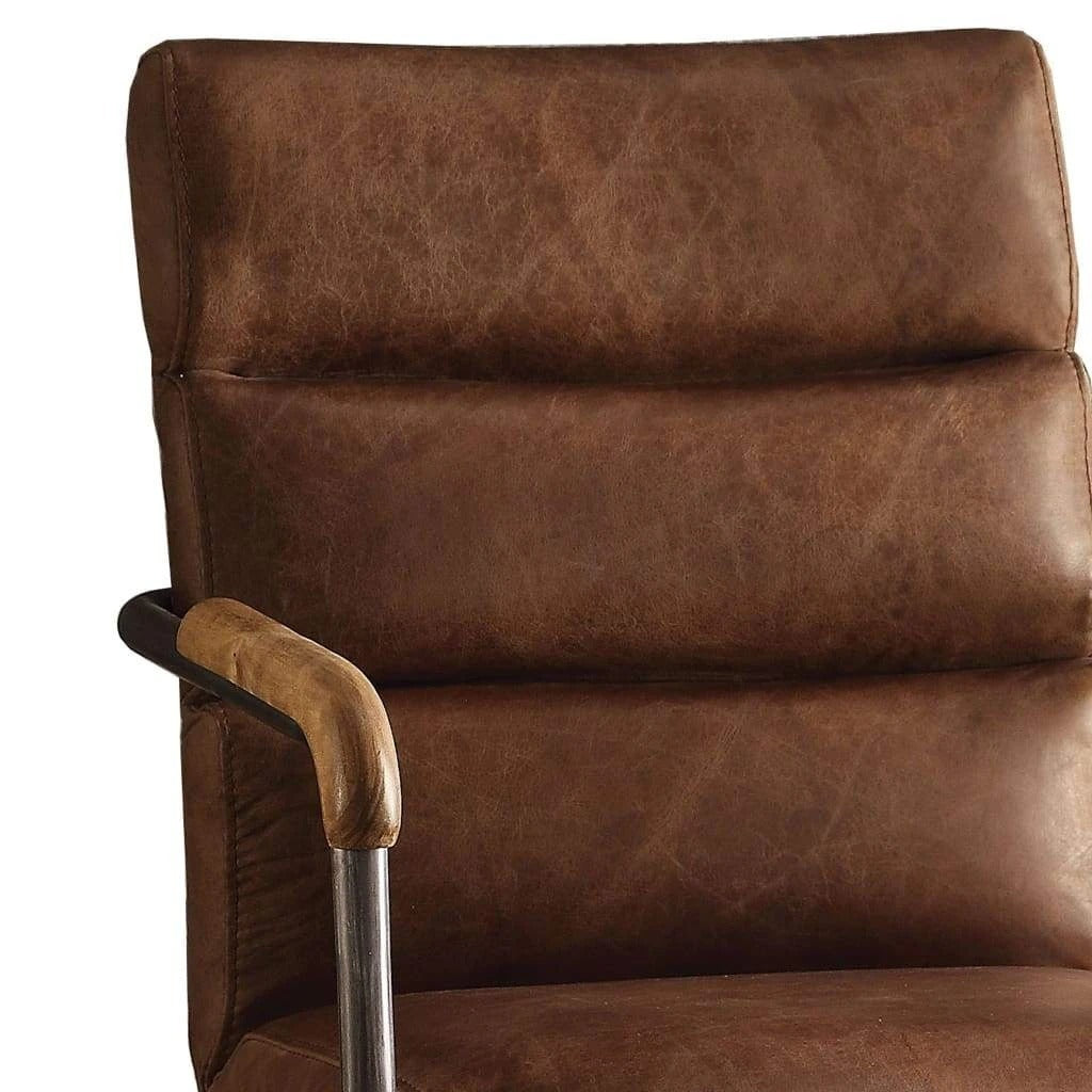 Harith Top Grain Leather Office Chair | Retro Brown