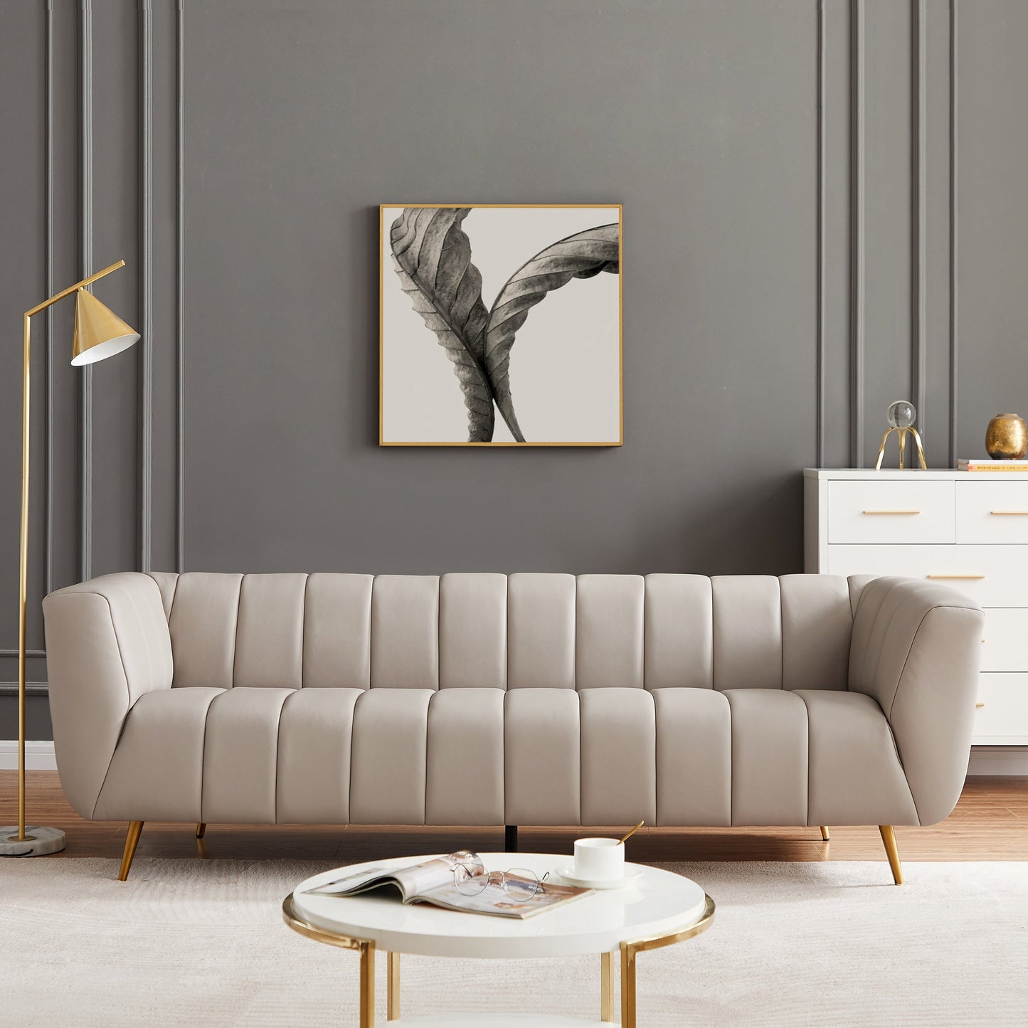 Vincent Leather Sofa | Grey