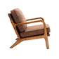 Wood Frame Accent Armchair With Pu Cushion, Coffee