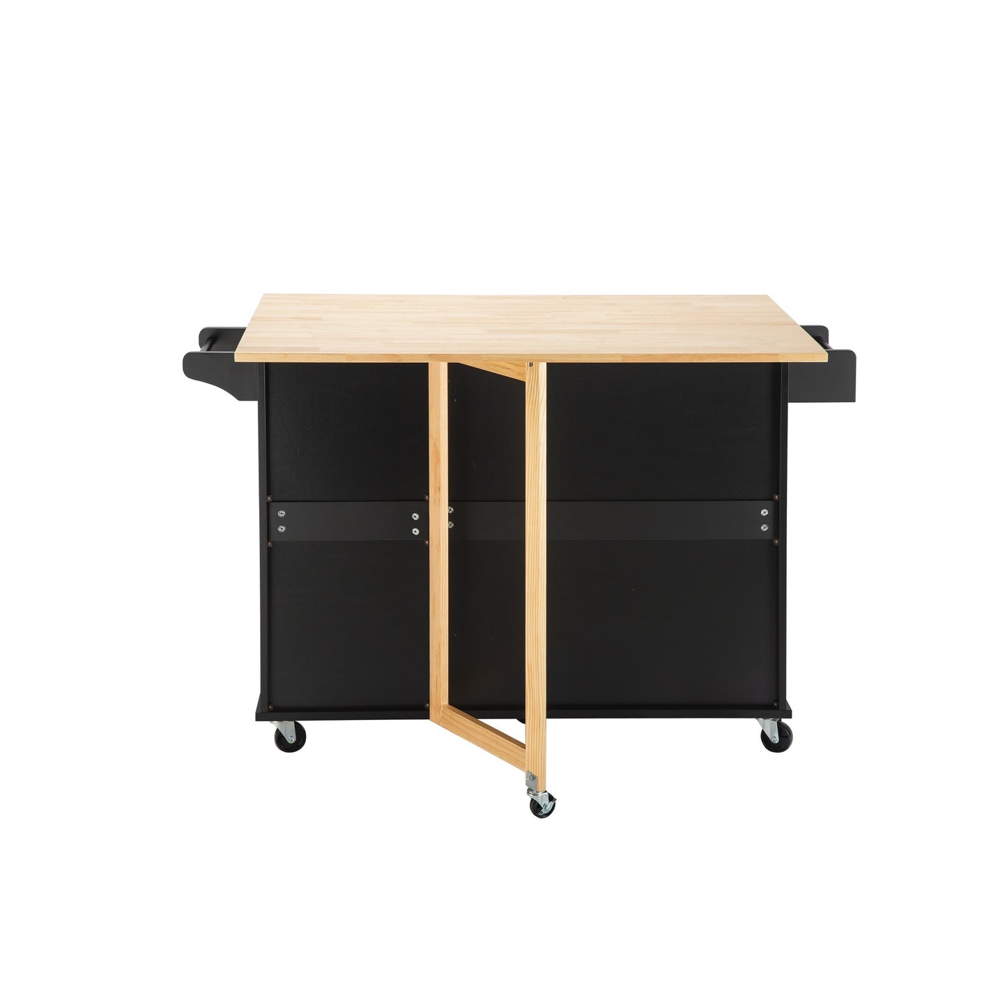 Mobile Kitchen Island Sideboard with Extensible Table Top, Black-Beech