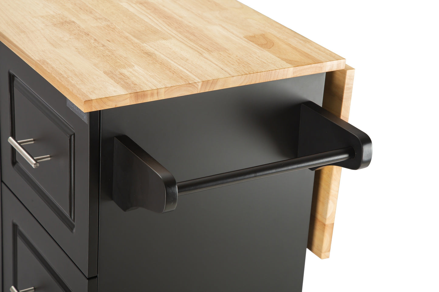 Mobile Kitchen Island Sideboard with Extensible Table Top, Black-Beech