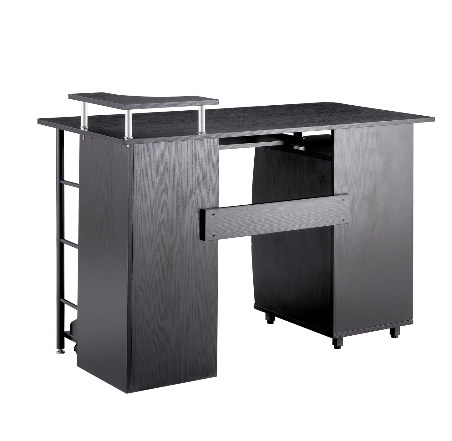 Compact Computer Desk with Two Drawers, Storage & Roller Tray, Black