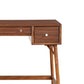 Counter Height Writing Desk with Nickel Knob Hardware, Brown