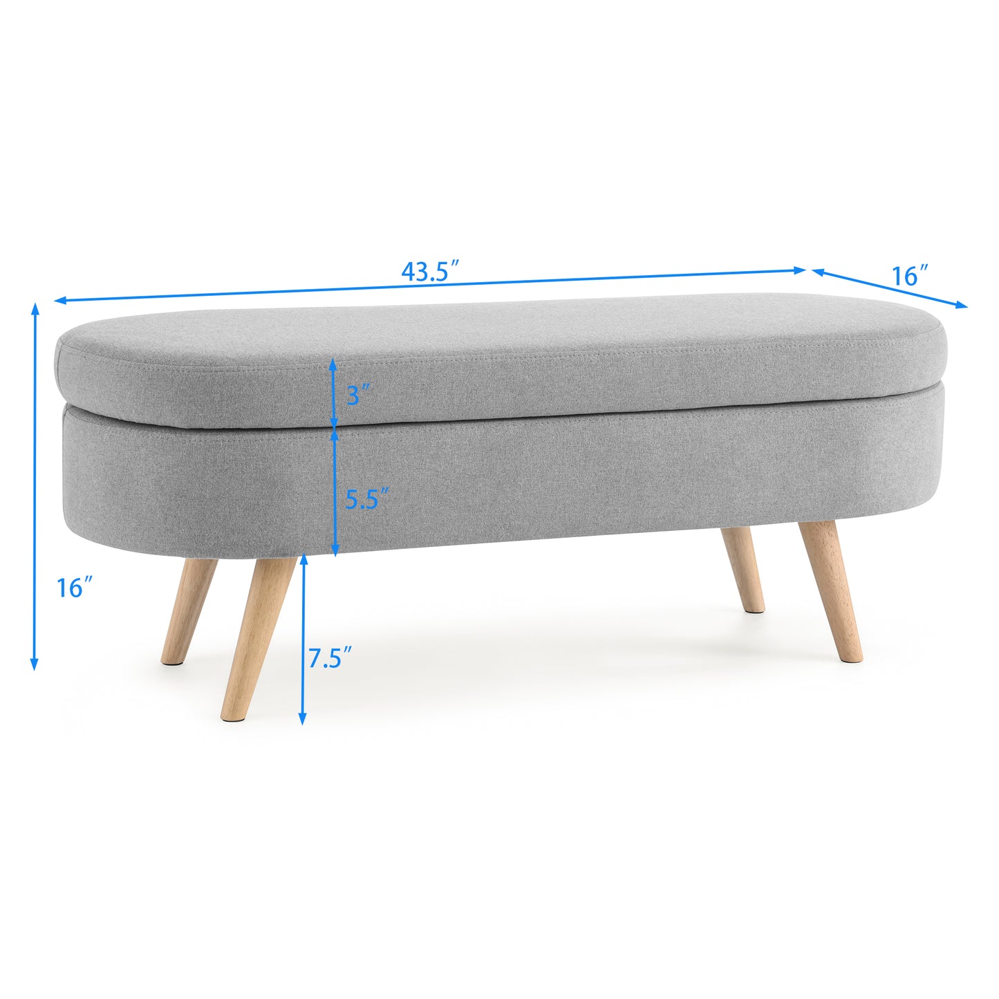 Oval Storage Bench with Wooden Legs