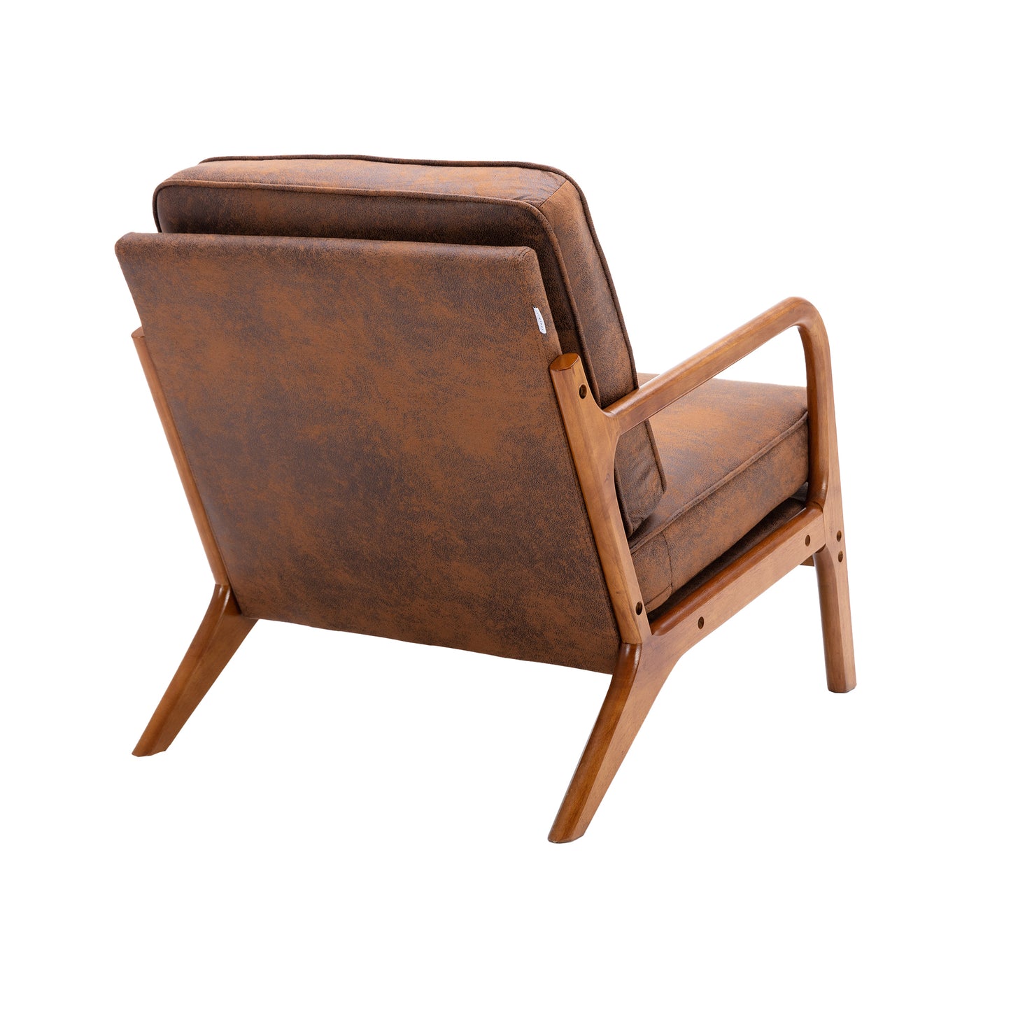 Wood Frame Accent Armchair With Pu Cushion, Coffee