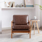 Wood Frame Accent Armchair With Pu Cushion, Brown