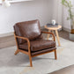 Wood Frame Accent Armchair With Pu Cushion, Brown