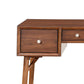 Counter Height Writing Desk with Nickel Knob Hardware, Brown