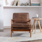 Wood Frame Accent Armchair With Pu Cushion, Coffee