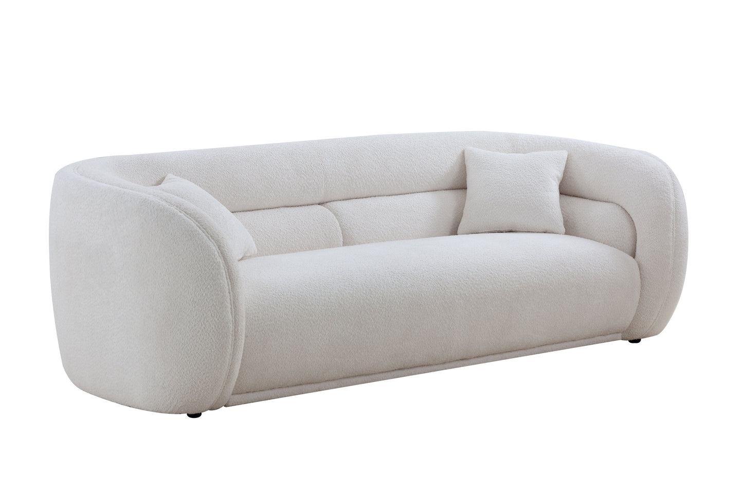 Curved 90.6" Boucle 3-Seat Sofa, White