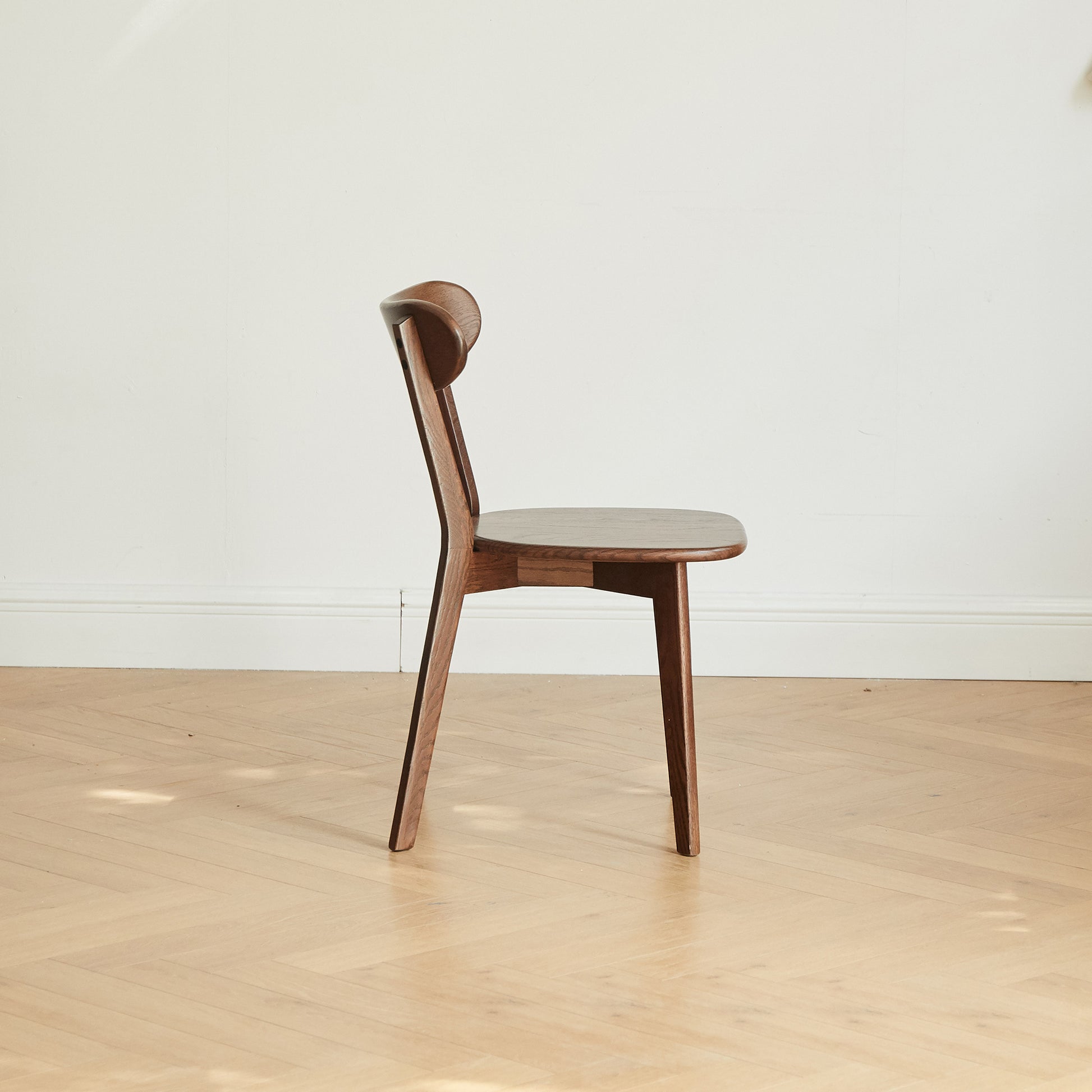 Simple Solid Oak Chair, Dark Walnut