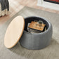 Round 2 in 1 Side Table Functional Ottoman, Dark Grey