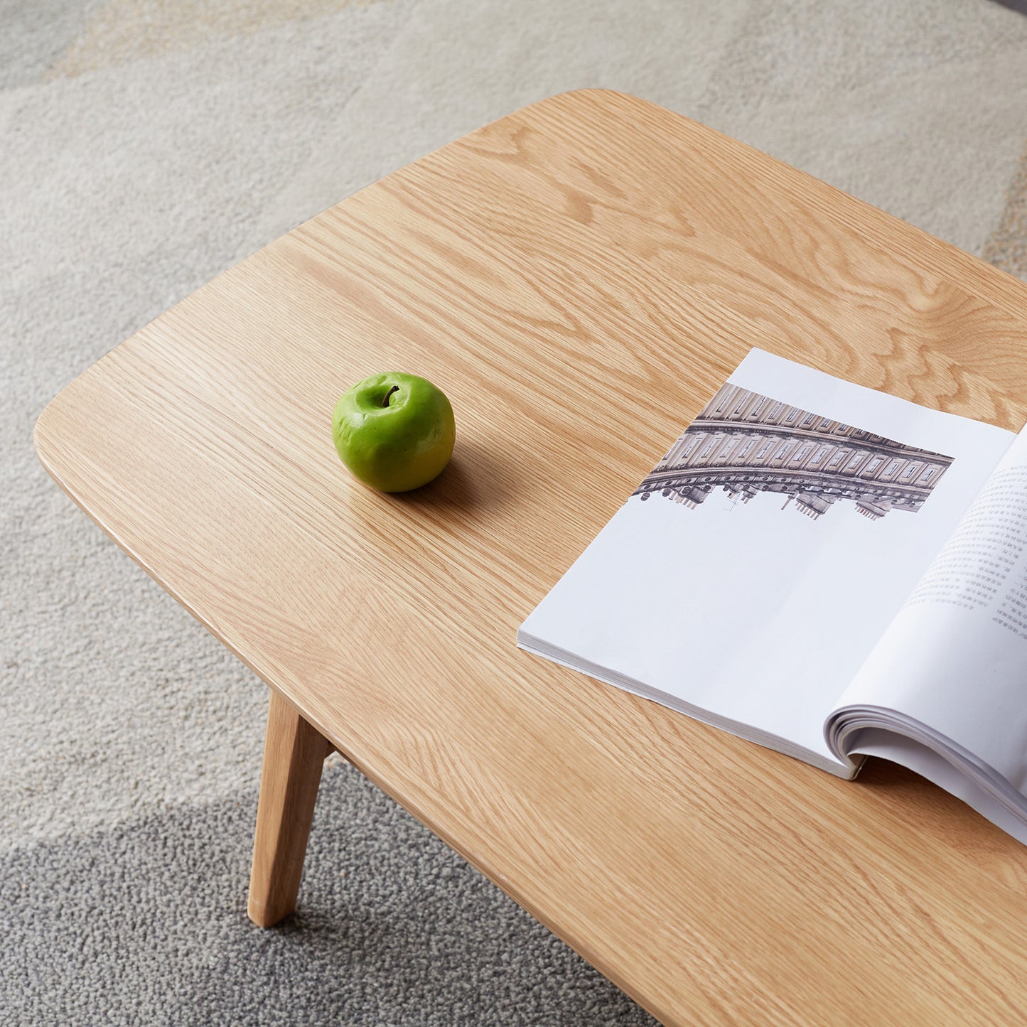 Solid Oak 31.5" Low Coffee Table, Light Oak