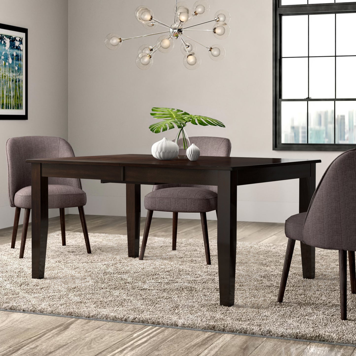 Extendable Dining Room Table with 18" Leaf, Warm Merlot