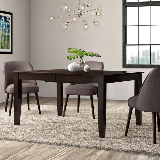 Extendable Dining Room Table with 18" Leaf, Warm Merlot