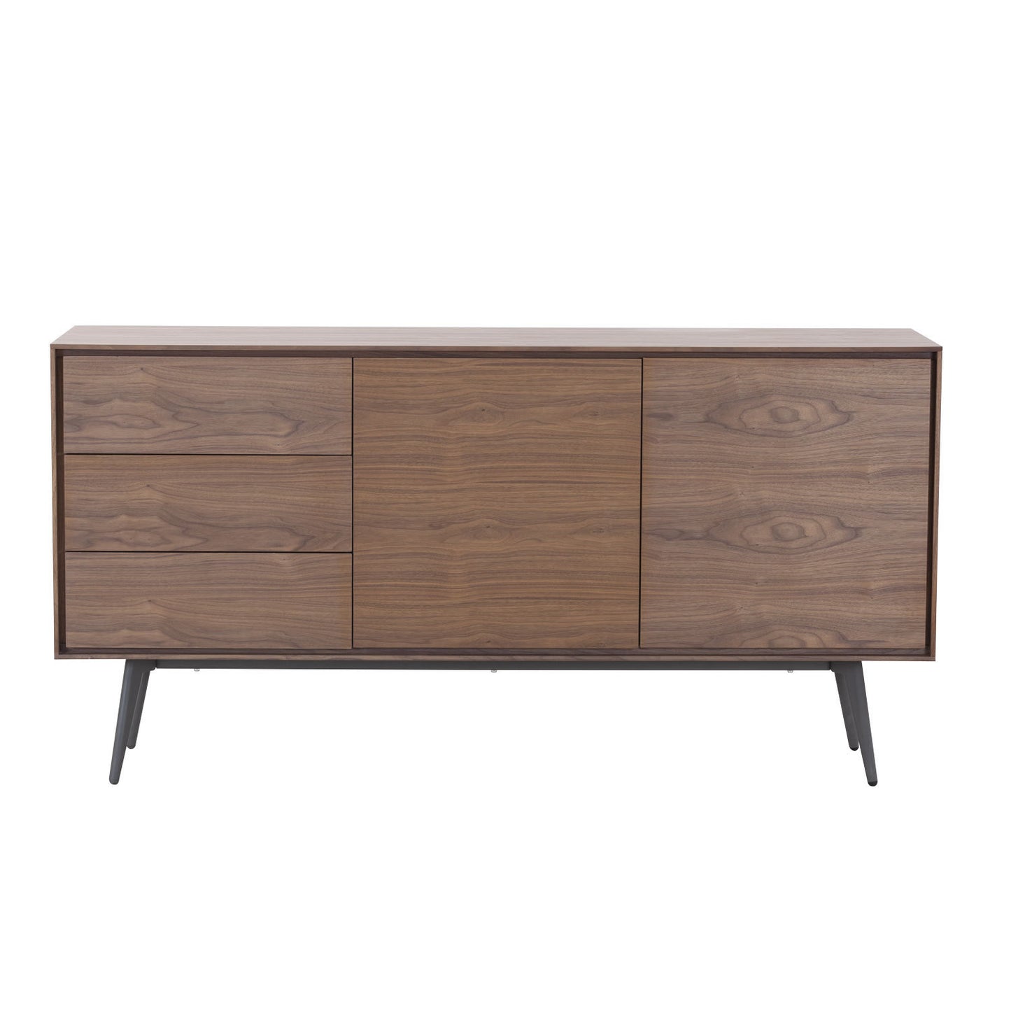 Modern Mid Century Sideboard Buffet Cabinet, Walnut