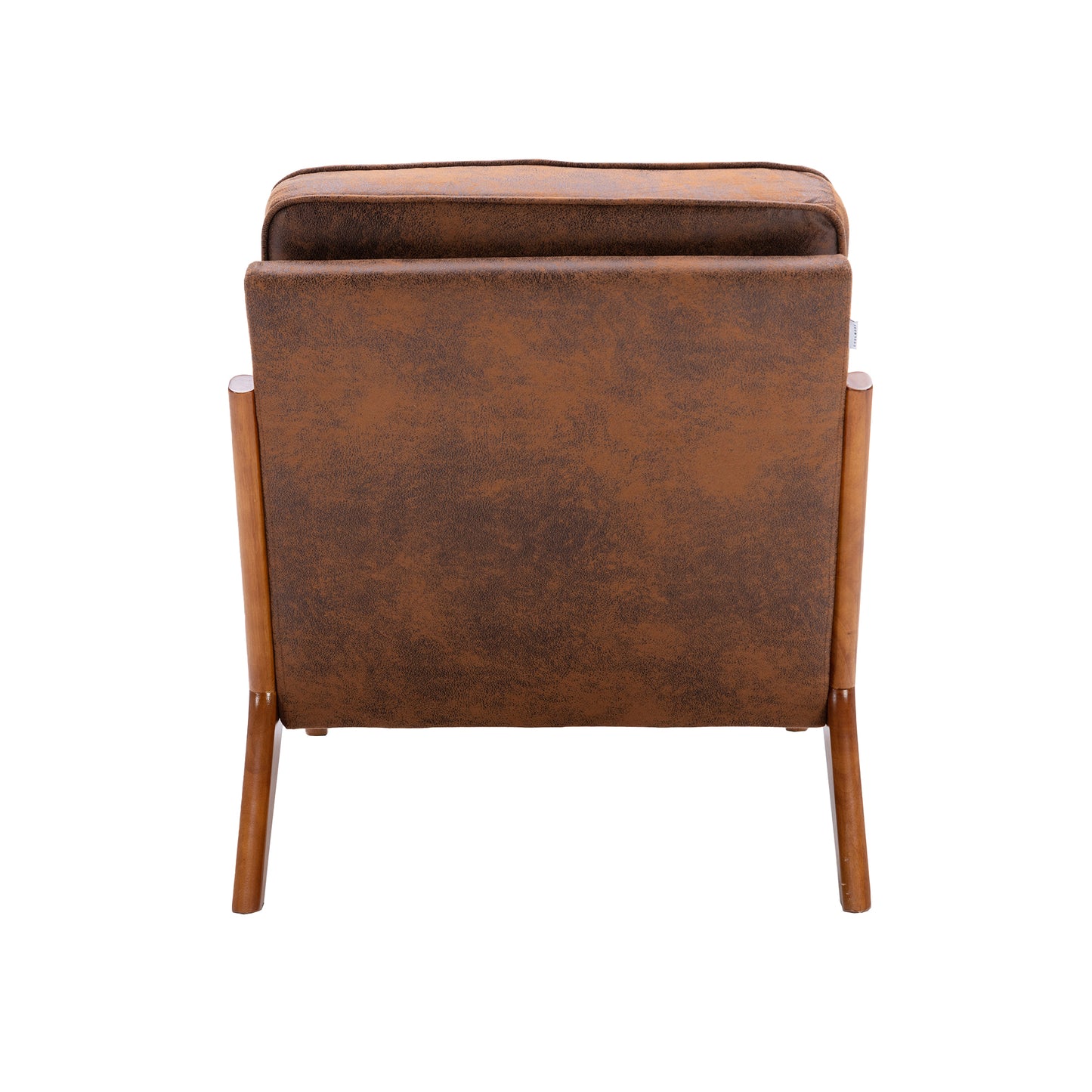 Wood Frame Accent Armchair With Pu Cushion, Coffee