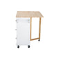 Mobile Kitchen Island Sideboard with Extensible Wood Table Top, White-Beech