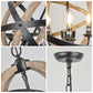 Farmhouse Global Cage Chandelier with 4-Lights Fixtures, Natural Wood & Metal