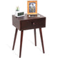 Retro American Nightstand with 1 Drawer, Brown Wood