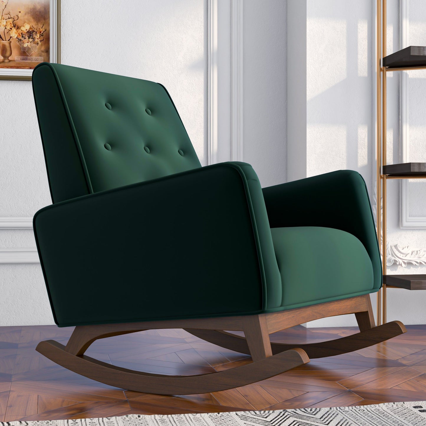 Devon Velvet Rocking Chair |  Green